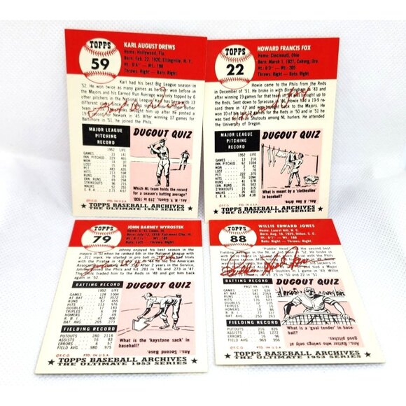 4 Philadelphia Phillies 1953 Topps Vintage Reprint Baseball Card Bundle Mint - Picture 2 of 10